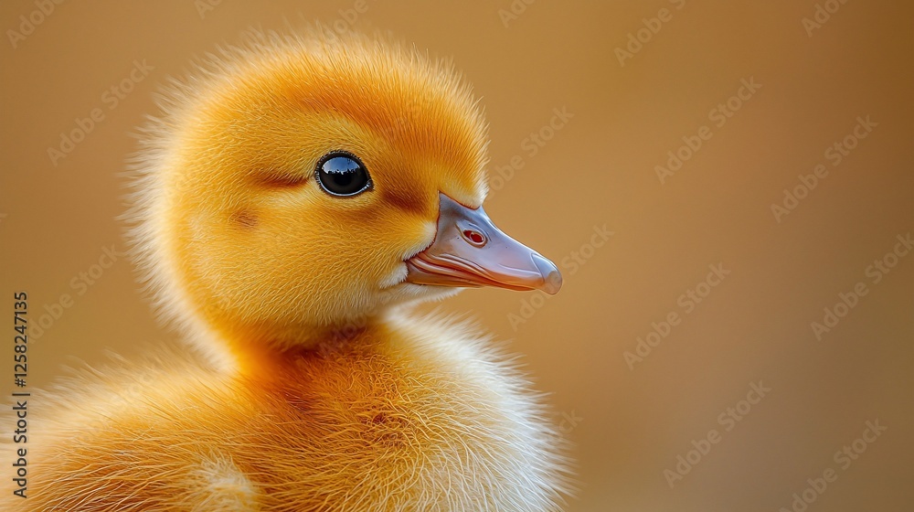 Close-up of a fluffy yellow duckling with a soft background, showcasing its adorable features Close-up of a fluffy yellow duckling with a soft background, showcasing its adorable features