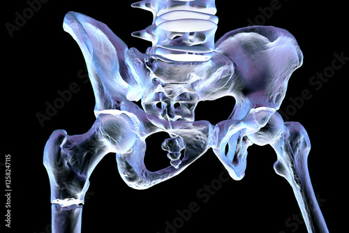 Subtrochanteric femur fracture, 3D illustration photo