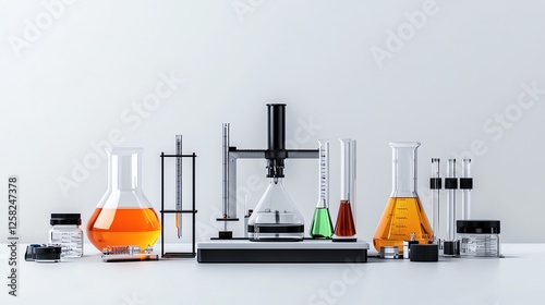 a compact home lab, creative DIY experiments, topdown view, hyperdetailed, isolated on white background photo