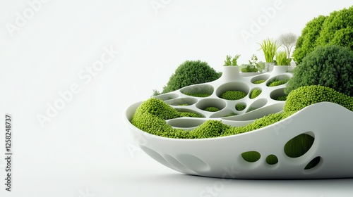 a futuristic biofabrication lab, organic materials being 3D printed, scifi green tech, isolated on white background photo