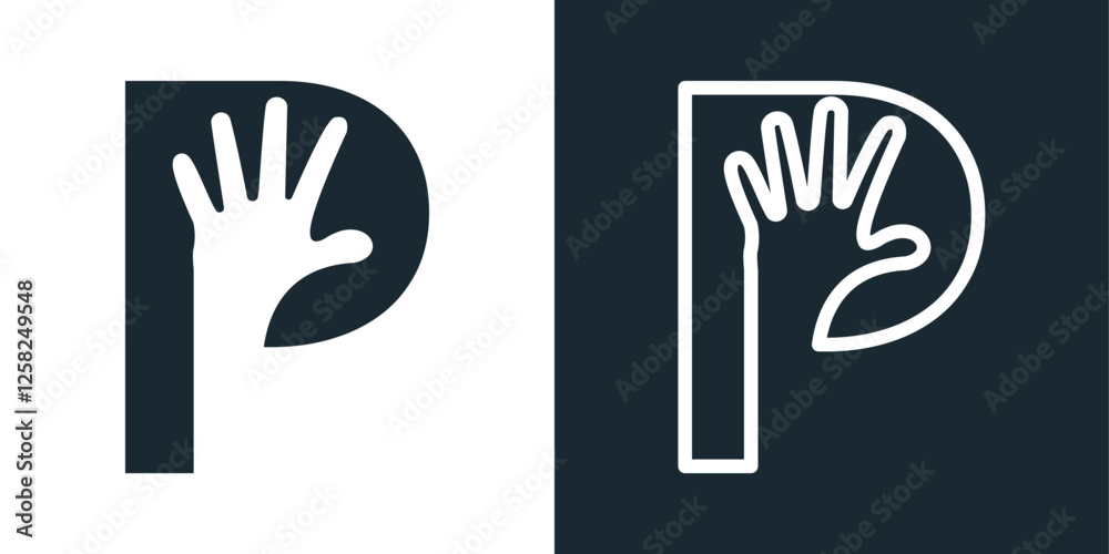 hand hi Letter Logo Design P abstract line art vector hand hi Letter Logo Design P abstract line art vector