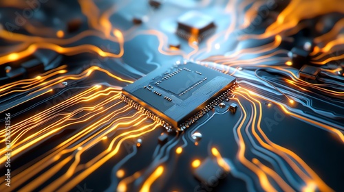 a homemade circuit board being tested, sparks and light effects, hightech style, isolated on white background