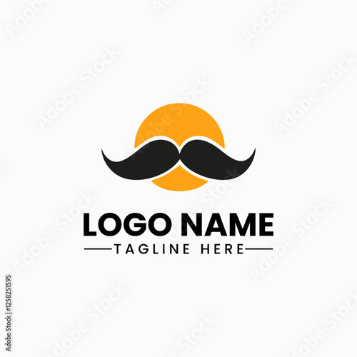 Black mustache vector logo icon on isolated white background. Vector illustration