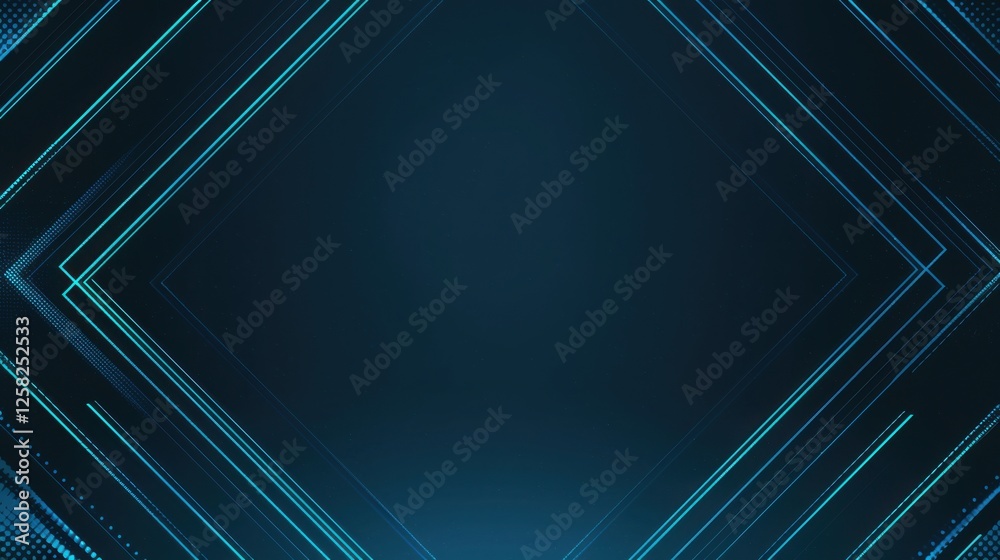 Blue Background with Radial Lines and Circles for Design Banner Template, Featuring Abstract Minimalist Wallpaper with Copy Space on Blue Background