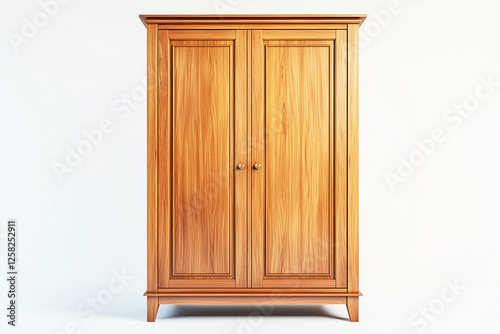 Old and classic closet isolated on white background, Selective focus wooden wardrobe on white background.