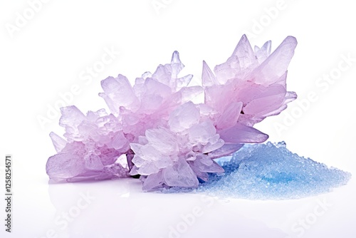 Sea salt crystals flower on white photo