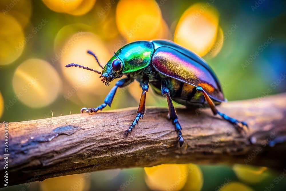 Minimalist Beetle on Tree Branch - Nature Photography Minimalist Beetle on Tree Branch - Nature Photography
