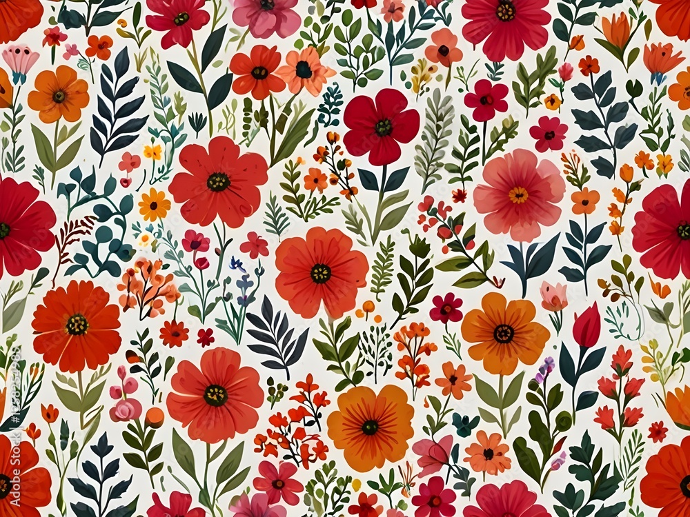 Delicate Ditsy Floral Pattern on White Background Delicate Ditsy Floral Pattern on White Background