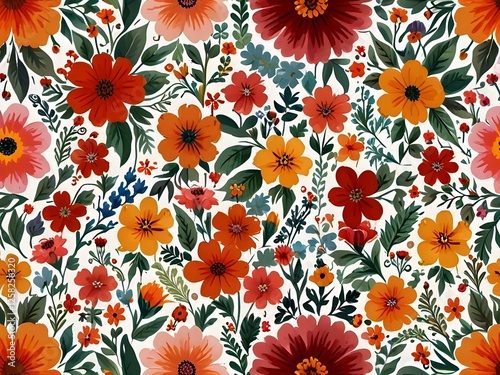 Wallpaper Mural Delicate Ditsy Floral Pattern on White Background Torontodigital.ca