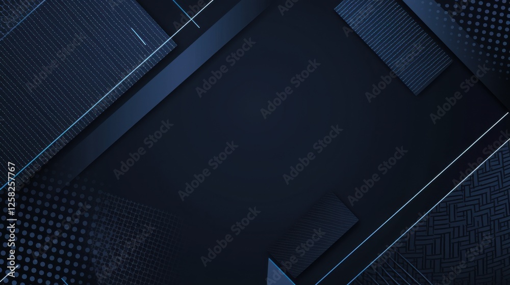 Obraz premium Photo of Blue Background with Abstract Triangles and Lines for Design, Featuring White Space in the Center for Text. Ideal for Banner Templates and Digital Projects. Minimalist Wallpaper.