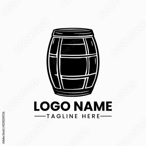 Barrel logo vector barrel hand drawn vector illustrations. Wooden sketch drawing label
