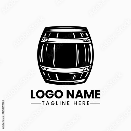 Barrel logo vector barrel hand drawn vector illustrations. Wooden sketch drawing label