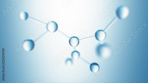 Beautiful Abstract Water Molecule Growing Extreme Macro Zoom 3d Animation. Molecular Structure Digital Microscope Illustration. Atoms Links Micro Nature Design. Biology Science Technology Concept 4k.
