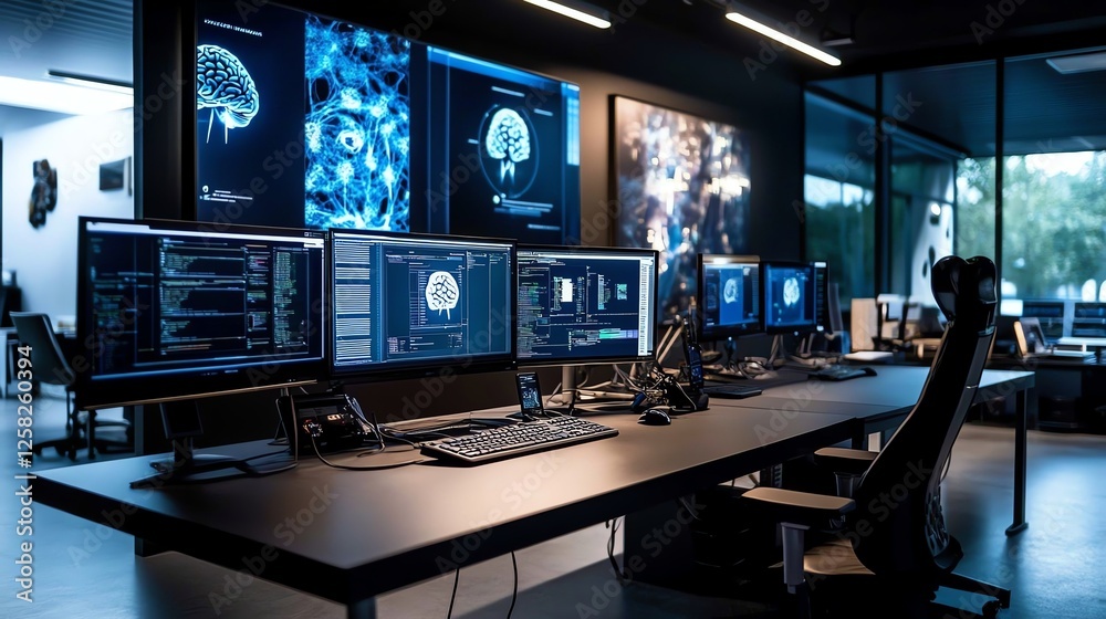 Futuristic deep learning lab with braincomputer interfaces, AIdriven neural activity mapping, and advanced robotics Futuristic deep learning lab with braincomputer interfaces, AIdriven neural activity mapping, and advanced robotics