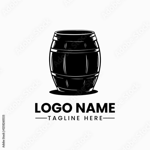 Barrel logo vector barrel hand drawn vector illustrations. Wooden sketch drawing label