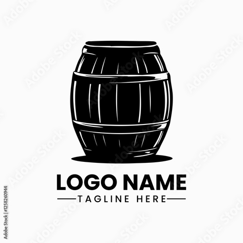 Barrel logo vector barrel hand drawn vector illustrations. Wooden sketch drawing label