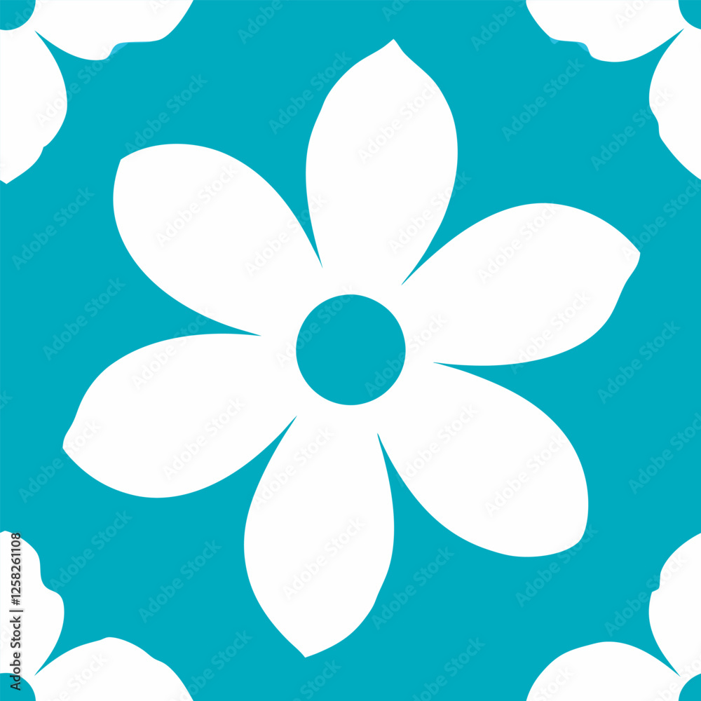 Teal And White Flower Repeat Pattern Background Vector Teal And White Flower Repeat Pattern Background Vector