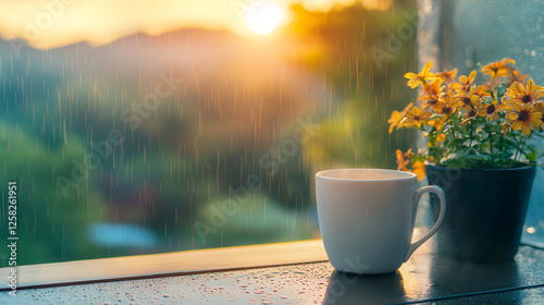 cup of coffee on the table ai genrative photo