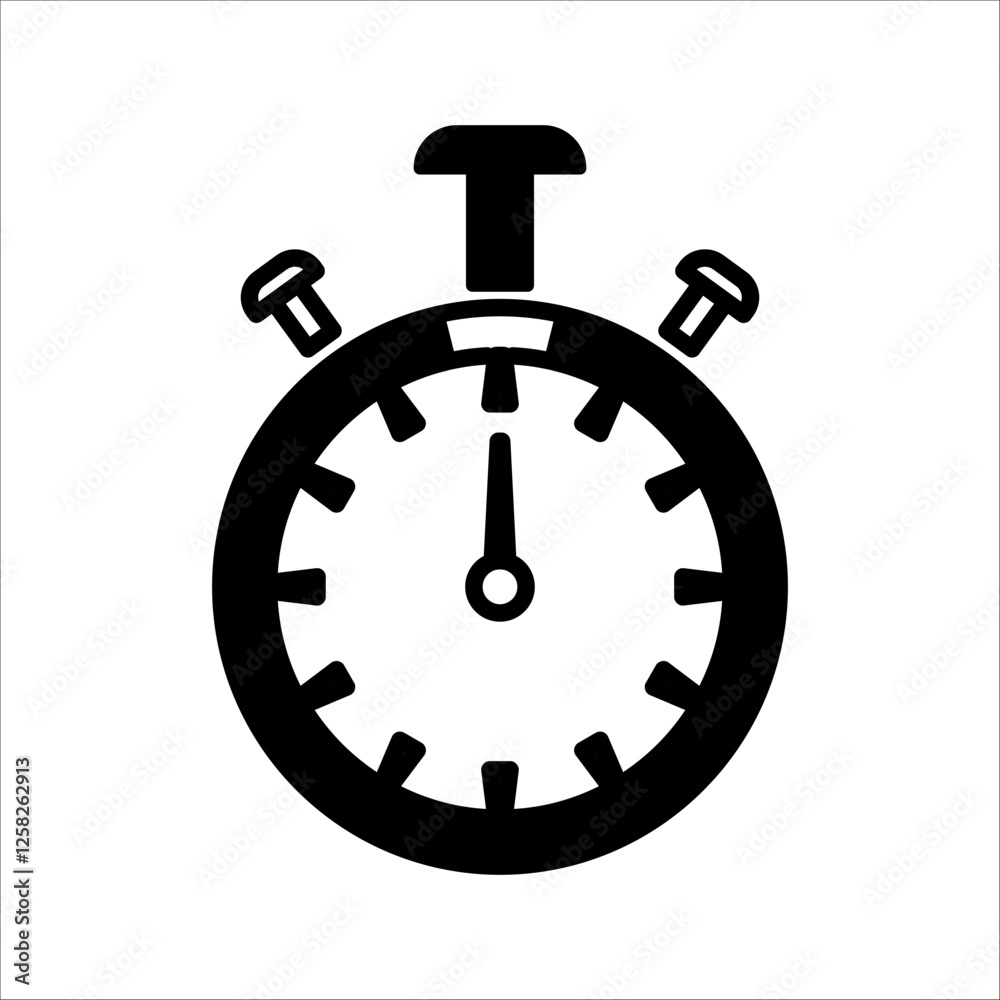 Stopwatch icon, logo. Chronometer, timer sign. Stopwatch icon isolated on white background. Vector illustration