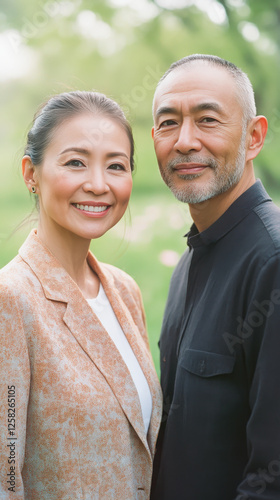 Successful wealthy Asian oriental married couple man woman, early retirement, financial freedom, investment success happy lifestyle
