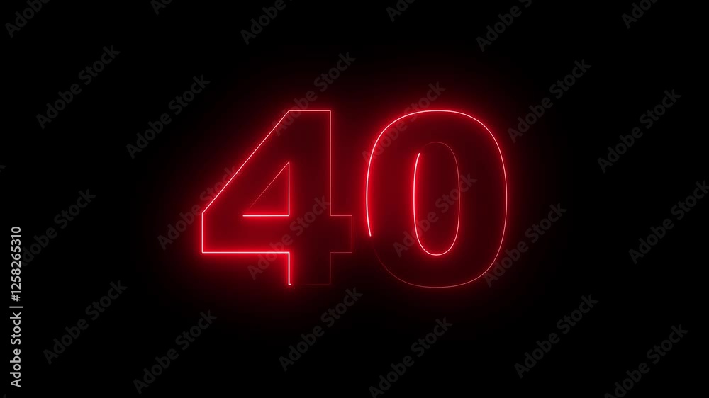 Abstract glowing neon text number countdown icon. Glowing sign on black background Neon number with alpha channel, neon numbers, Appears and disappears. Fiery style. 4k. Seamless loop. Abstract glowing neon text number countdown icon. Glowing sign on black background Neon number with alpha channel, neon numbers, Appears and disappears. Fiery style. 4k. Seamless loop.