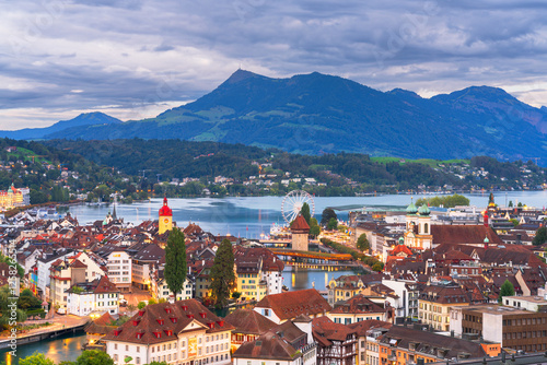 Lucern, Switzerland aerial view over the Ruess River photo