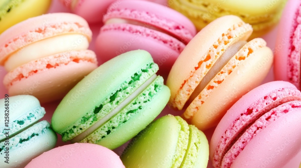 Colorful macarons close-up, sweet treat background, food photography, recipe website Colorful macarons close-up, sweet treat background, food photography, recipe website