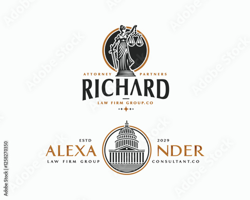 Vintage unique goddess Legal and Law Firm logo template logo for justice business 
