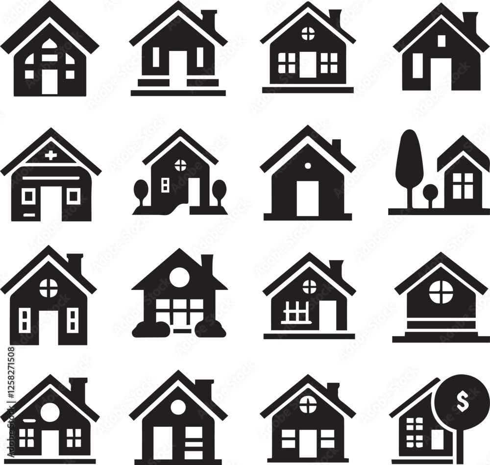 Simple Black House Icons for Various Applications. vector illustration Simple Black House Icons for Various Applications. vector illustration