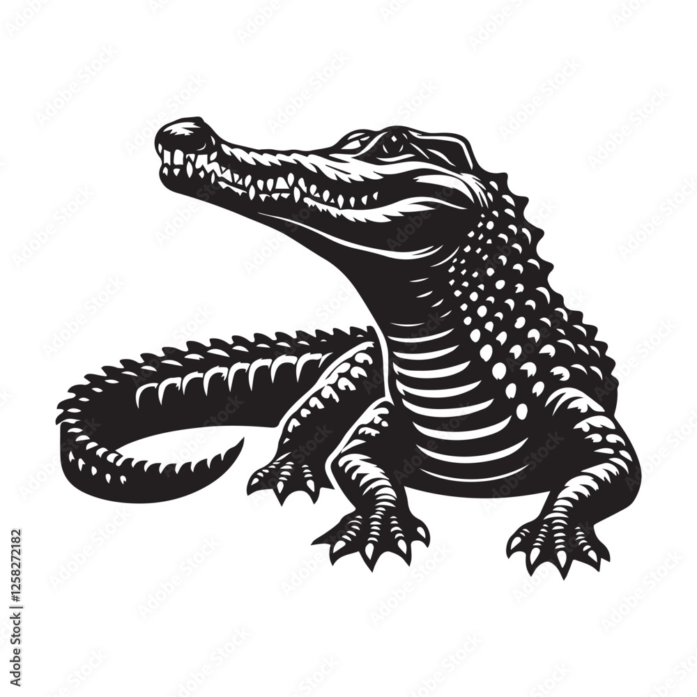 Fototapeta premium Crocodile black silhouette vector illustration