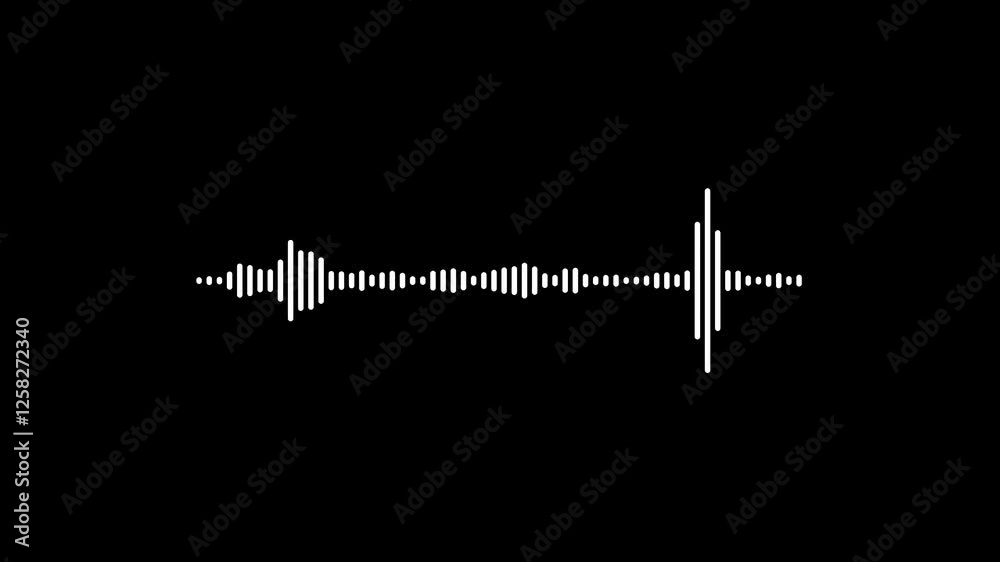 White audio waveform spectrum animation, 4K stock video. Animated white audio bar spectrum Isolated on transparent background.White and black audio visualization effect.