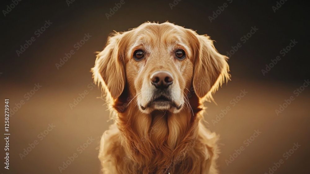 Obraz premium Golden retriever with soulful eyes in soft lighting