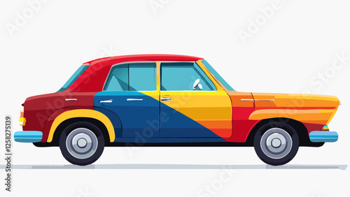 カラフルな自動車のイラスト