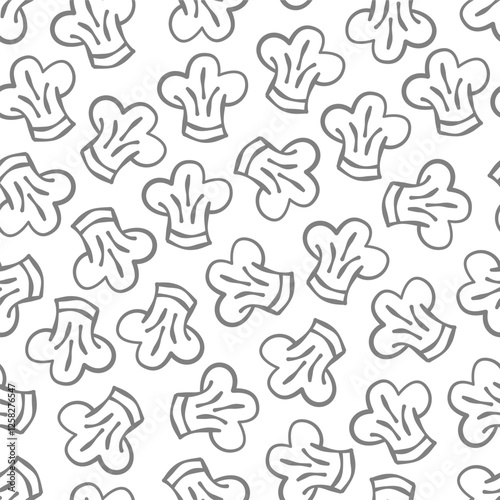 chef hat doodle pattern background. Chef Hat Illustration Seamless Background. Chef Hat Doodle.
