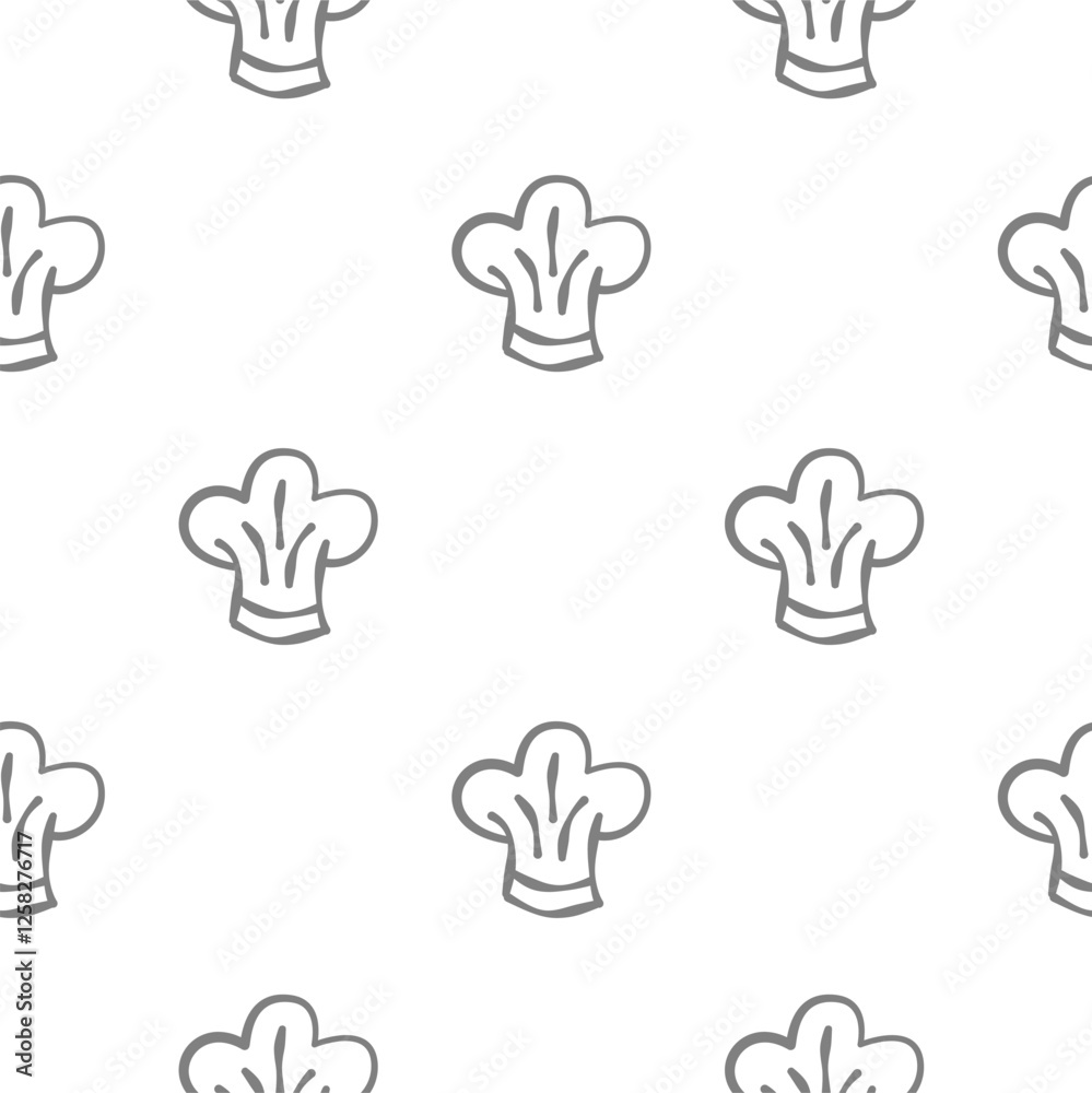Fototapeta premium chef hat doodle pattern background. Chef Hat Illustration Seamless Background. Chef Hat Doodle.