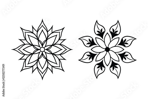 black and white floral ornament