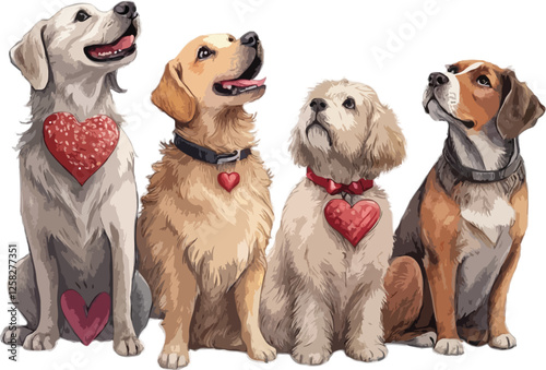 Four Dogs Valentine's Day