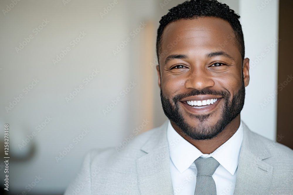 A smiling man in a well-fitted suit appears confident and joyful, exuding approachability and charm while standing in a bright, welcoming atmosphere. A smiling man in a well-fitted suit appears confident and joyful, exuding approachability and charm while standing in a bright, welcoming atmosphere.