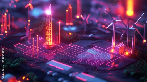 Abstract Representation of AI Agents Guiding Renewable Energy