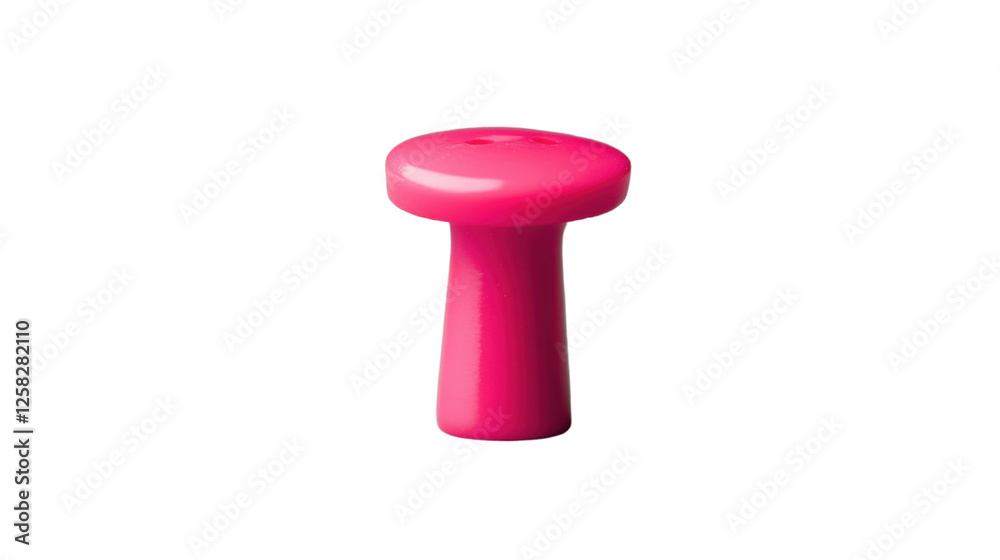 Pink push pin on transparent background, office supplies close-up Pink push pin on transparent background, office supplies close-up