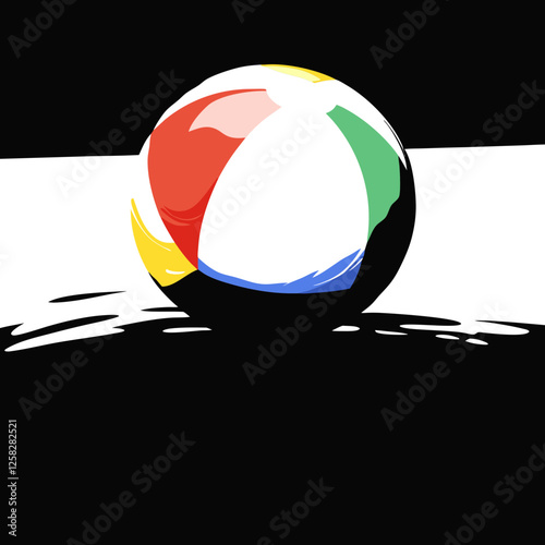 Generate a vibrant image of a brightly colored bouncing ball, mid-air, showing motion blur.  Focus on intense, saturated hues.