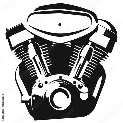 Highly detailed close-up of a gleaming chrome classic motorcycle engine, showcasing intricate mechanical details and reflecting light.