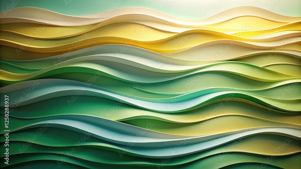 Fototapeta premium Abstract Wavy Lines in Gradual Color Transitions from Light Yellow to Deep Green