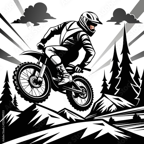 A skilled dirt bike rider effortlessly navigates a challenging technical off-road course, showcasing incredible control and speed.