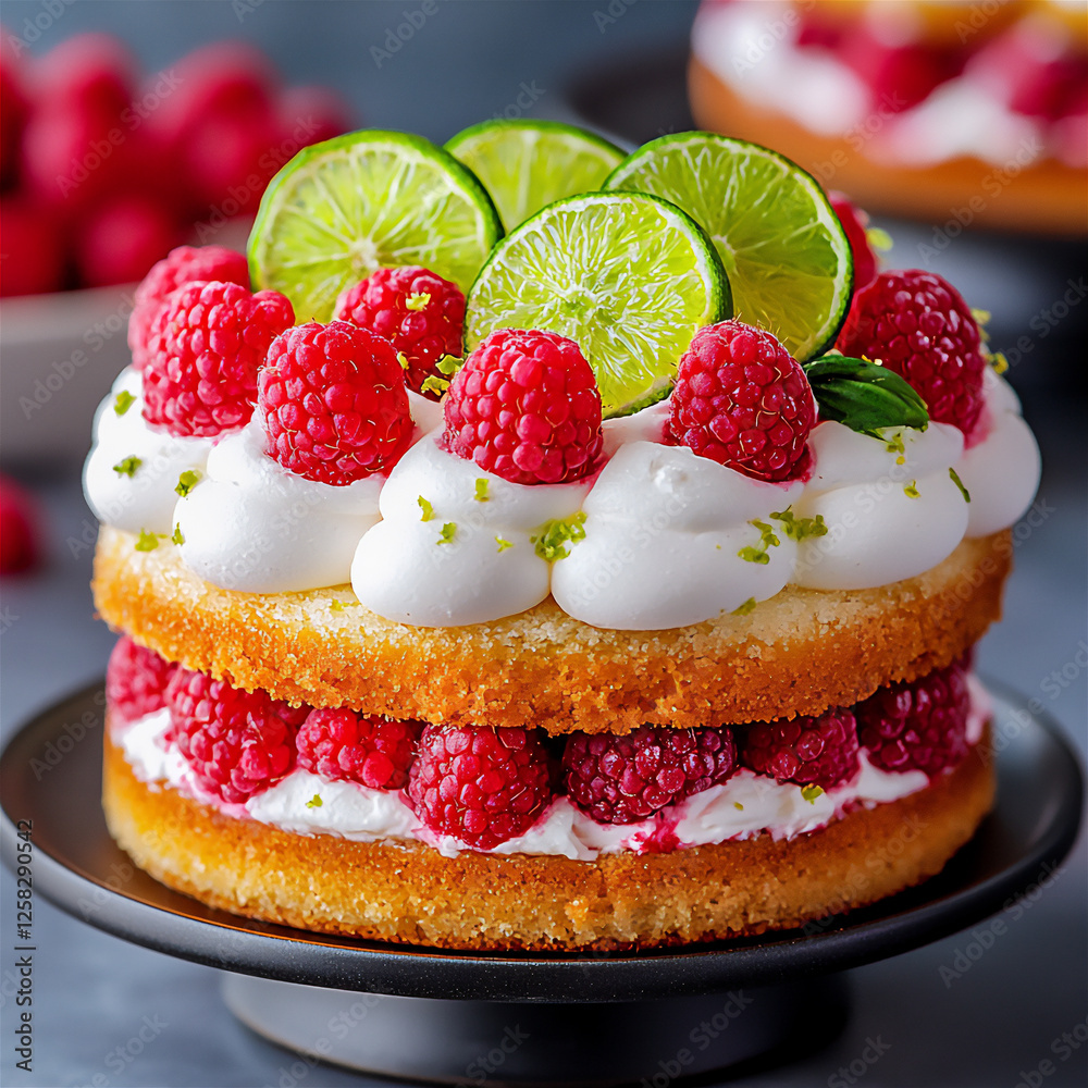 Obraz premium raspberry lime cake