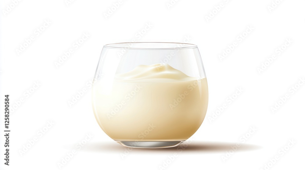 Realistic vector illustration of whole milk in a glass, showing a smooth, natural flow and a fresh, pure look on a white background. Realistic vector illustration of whole milk in a glass, showing a smooth, natural flow and a fresh, pure look on a white background.