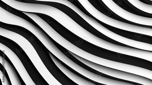 Wallpaper Mural A mesmerizing black and white wave pattern creates a dynamic visual effect, showcasing flowing lines and contrasting shades. Torontodigital.ca