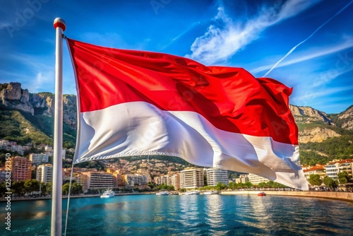 Monaco Flag: Conceptual Photography, Red and White Stripes, Symbolic Image photo