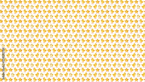 黄色いひよこのイラスト、かわいいパターン背景