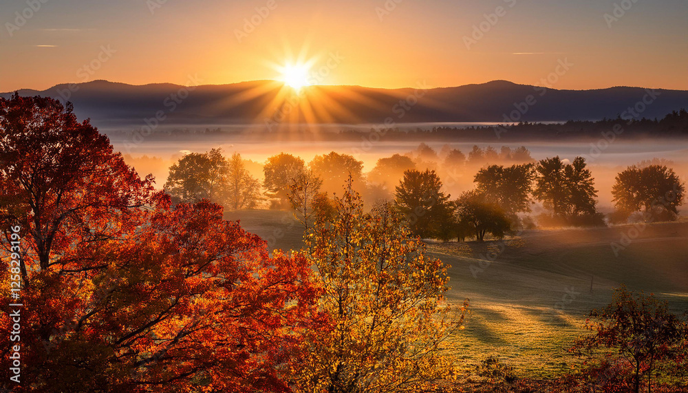 Fototapeta premium dawn with fall foliage